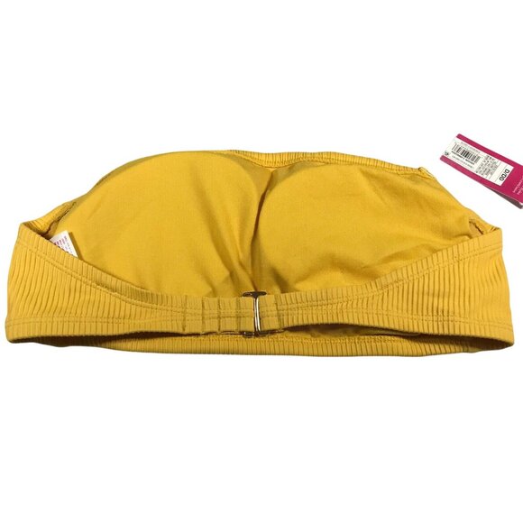 Xhilaration Womens Size D/DD Swim Bandeau Bikini Top Ribbed Yellow Missing Strap - Picture 2 of 11